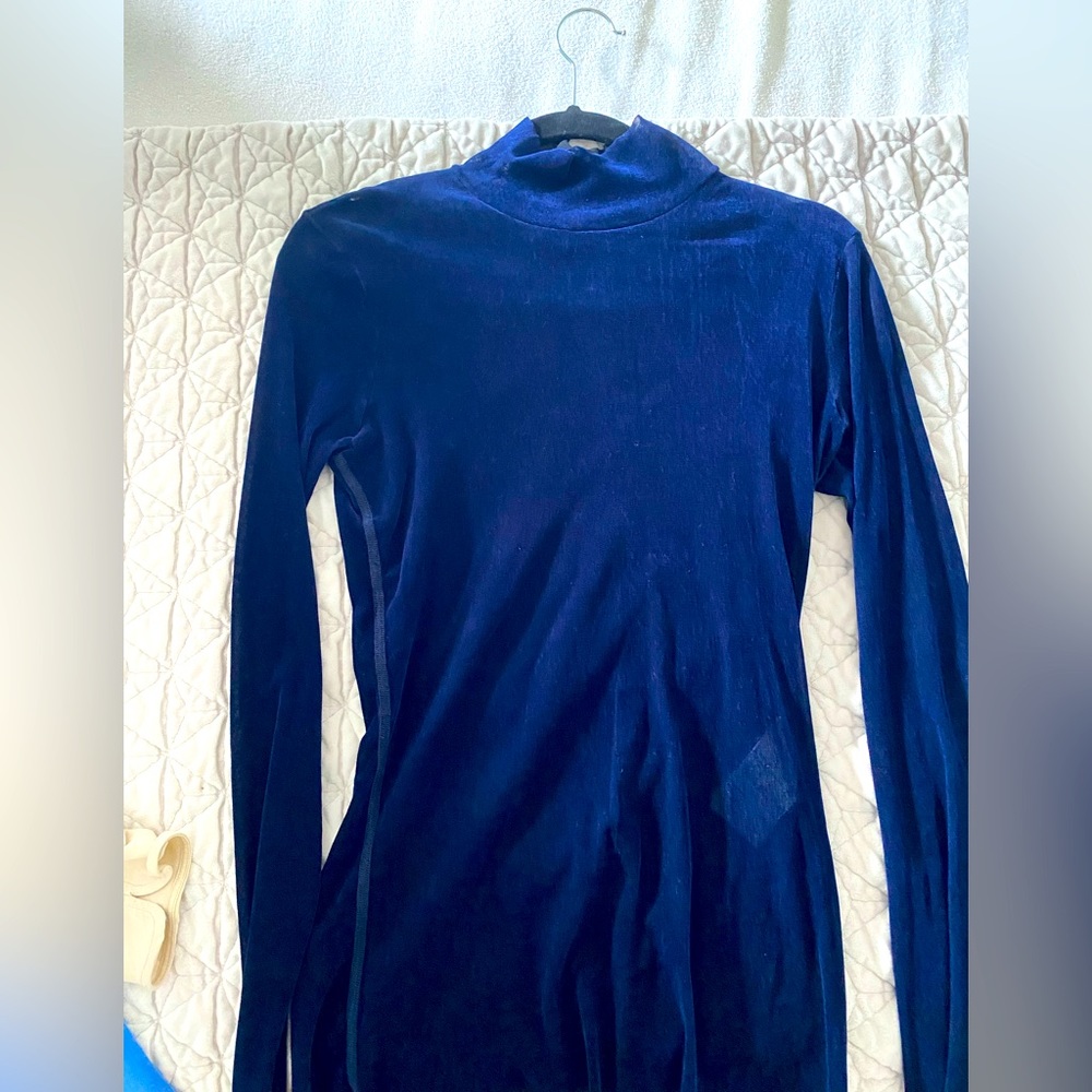 Blue velvet long sleeve top